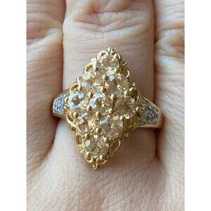 925 sterling silver 14k gold vermeil natural citrine ring size 6